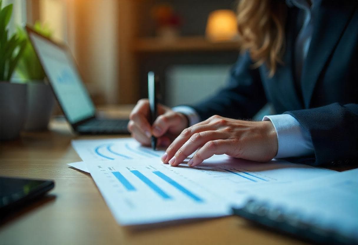Accountant working on financial records