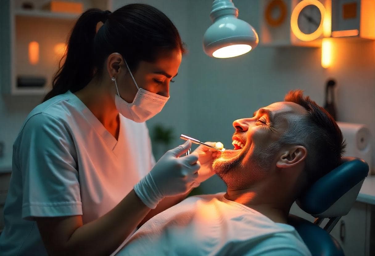 An image of a dentist working with a patient