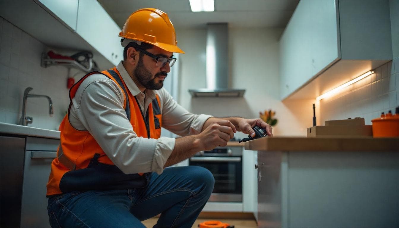 Electrician installing electrical wiring