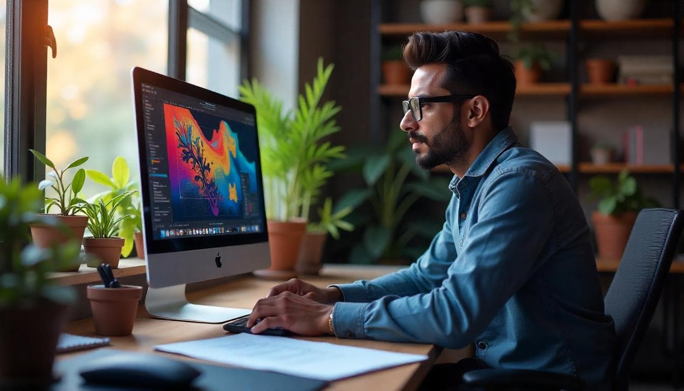 A graphic designer at work